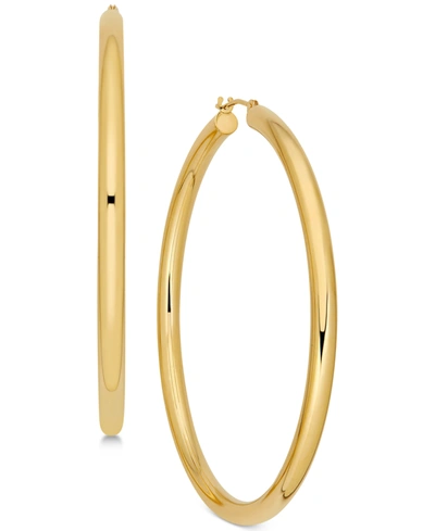 Macy's Polished Thin Tube Hoop Earrings In 14k Gold In Yellow Gold