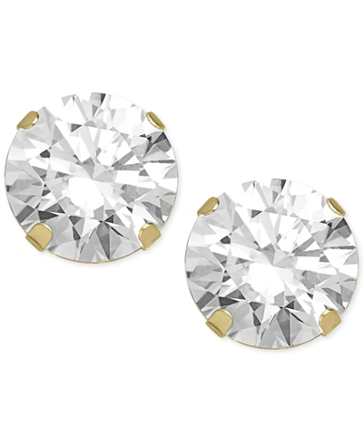Macy's Cubic Zirconia Round Stud Earrings In 14k Gold Or 14k White Gold
