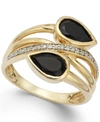 Macy's Onyx (1-3/8 Ct. T.w.) And Diamond (1/10 Ct. T.w.) Ring In 14k Gold In Yellow Gold