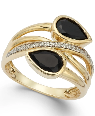 Macy's Onyx (1-3/8 Ct. T.w.) And Diamond (1/10 Ct. T.w.) Ring In 14k Gold In Yellow Gold