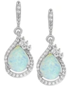 Macy's Lab-grown Opal (1-1/2 Ct. T.w.) And White Sapphire (1/2 Ct. T.w.) Drop Earrings In Sterling Silver In Silver