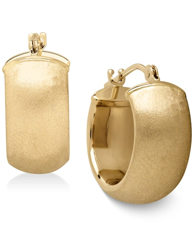 Macy's Satin Huggie Hoop Earrings In 14k Gold In Yellow Gold