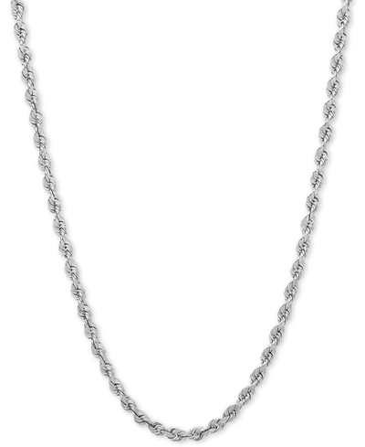 Italian Gold Diamond Cut Rope Chain 20" Necklace (3mm) In 14k White Gold