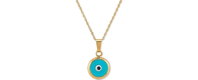 Macy's Enamel Evil-eye 18" Pendant Necklace In 10k Gold In Yellow Gold