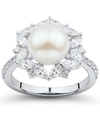 ARABELLA CULTURED FRESHWATER PEARL (9MM) & CUBIC ZIRCONIA HALO RING IN STERLING SILVER