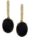 HONORA ONYX (9 X 7MM) & DIAMOND ACCENT DROP EARRINGS IN 14K GOLD