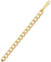 Italian Gold Men's Beveled Curb Link Chain Bracelet In 10k Gold In Yellow Gold