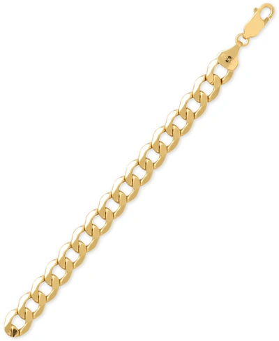 Italian Gold Men's Beveled Curb Link Chain Bracelet In 10k Gold In Yellow Gold