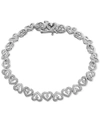 Macy's Diamond Heart Link Bracelet (1/10 Ct. T.w.) Available In Sterling Silver Or 18k Gold-plated Sterling In Sterling Silver