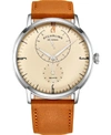 STUHRLING MEN'S IVORY GENUINE LEATHER STRAP WATCH 42MM