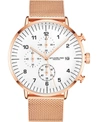 Stuhrling Men's Rose Gold-tone Mesh Bracelet Chrono Watch 42mm In White