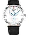Stuhrling Men's Black Genuine Leather Strap Watch 42mm In White