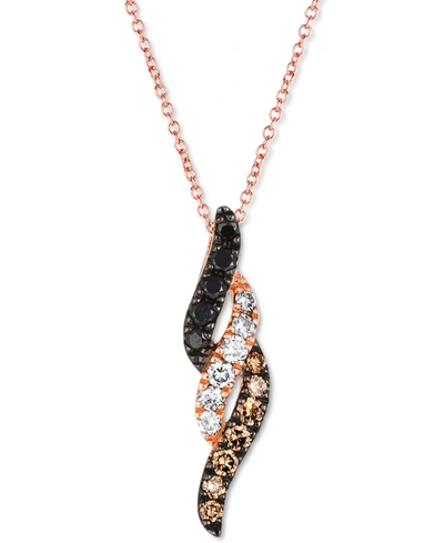 Le Vian Multicolor Diamond 18" Pendant Necklace (1/3 Ct. T.w.) In 14k Rose Gold