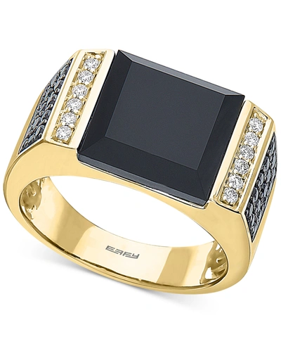 Effy Collection Effy Men's Black Onyx & Diamond (5/8 Ct. T.w.) Ring In 14k Gold In Yellow Gold