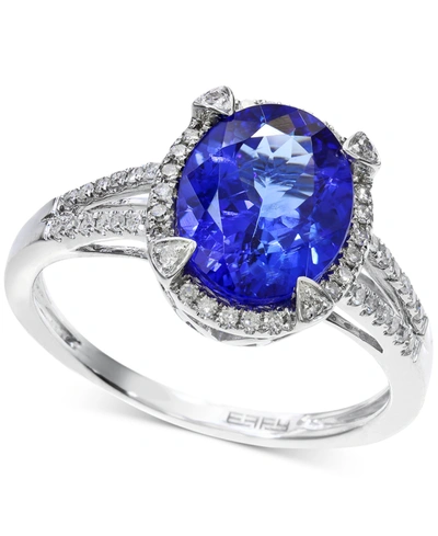 Effy Collection Effy Tanzanite (2-5/8 Ct. T.w.) And Diamond (1/4 Ct. T.w.) Ring In 14k White Gold, Created For Macy' In Silver