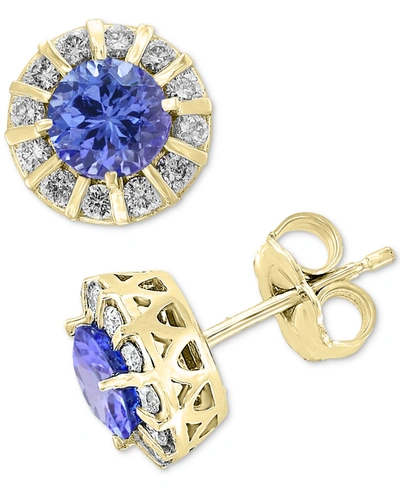 Effy Collection Effy Tanzanite (9/10 Ct. T.w.) & Diamond (1/3 Ct. T.w.) Stud Earrings In 14k White Gold (also Availa In Tanzanite,k Yellow Gold