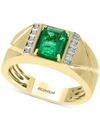 EFFY COLLECTION EFFY MEN'S EMERALD (1-3/8 CT. T.W.) AND DIAMOND ACCENT RING IN 14K GOLD