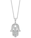 Effy Collection Effy Diamond Hamsa Hand 18" Pendant Necklace (1/2 Ct. T.w.) In 14k White Gold In White Gold