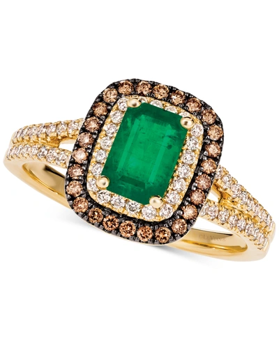 Le Vian Costa Smeralda Emerald (3/4 Ct. T.w.) & Diamond (3/8 Ct. T.w.) Halo Ring In 14k Gold