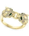 EFFY COLLECTION EFFY DIAMOND (3/8 CT. T.W.) & EMERALD ACCENT PANTHER HEAD RING IN 14K GOLD