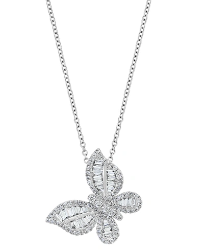 Effy Collection Effy Diamond Butterfly 18" Pendant Necklace (5/8 Ct. T.w.) In 14k White Gold