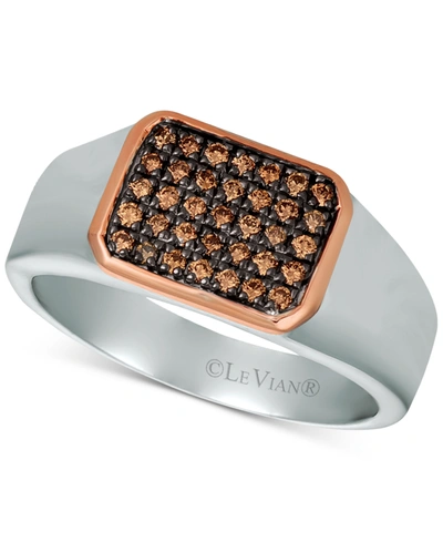 Le Vian Men's Diamond Ring (1/3 Ct. T.w.) In Sterling Silver & 14k Rose Gold