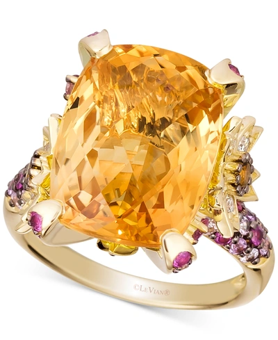 Le Vian Crazy Collection Multi-gemstone (11 Ct. T.w.) & Vanilla Diamond (1/4 Ct. T.w.) Statement Ring In 14k In Yellow