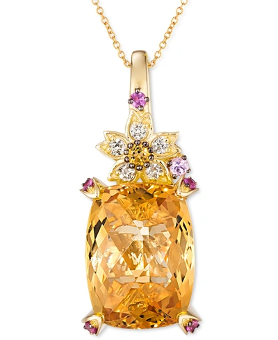Le Vian Crazy Collection Multi-gemstone (10-3/8 Ct. T.w.) & Vanilla Diamond (1/8 Ct. T.w.) 18" Pendant Neckl In Yellow