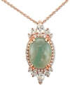 Le Vian Peacock Aquaprase (14 X 10mm) & Vanilla Topaz (1 Ct. T.w.) 18" Pendant Necklace In 14k Rose Gold In Rose Gold