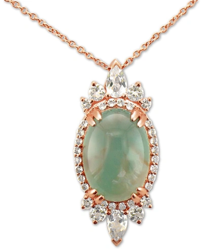 Le Vian Peacock Aquaprase (14 X 10mm) & Vanilla Topaz (1 Ct. T.w.) 18" Pendant Necklace In 14k Rose Gold