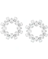 Swarovski Silver-tone Crystal Circle Stud Earrings In White