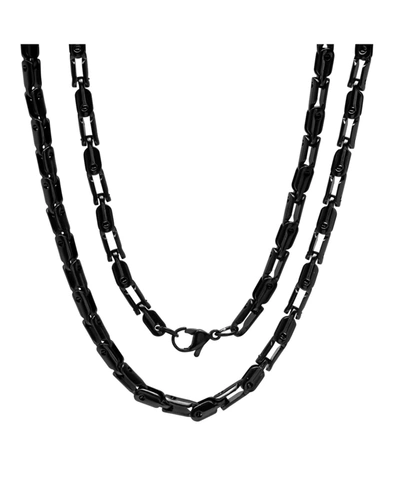 Steeltime Men's Black Ip Plated Stainless Steel 24" Rounded Bicycle Link Chain Necklaces