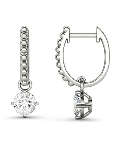 Charles & Colvard Moissanite Beaded Drop Earrings 1 Ct. T.w. Diamond Equivalent In 14k Gold In White Gold