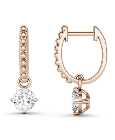 Charles & Colvard Moissanite Beaded Drop Earrings 1 Ct. T.w. Diamond Equivalent In 14k Gold In Rose Gold