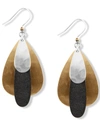 LUCKY BRAND TRI-TONE HAMMERED PADDLE DROP EARRINGS