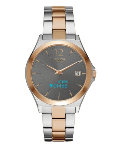 Itouch Connected Women's Hybrid Smartwatch Fitness Tracker: Silver Case With Two Toned Metal Strap 38mm In Two-tone