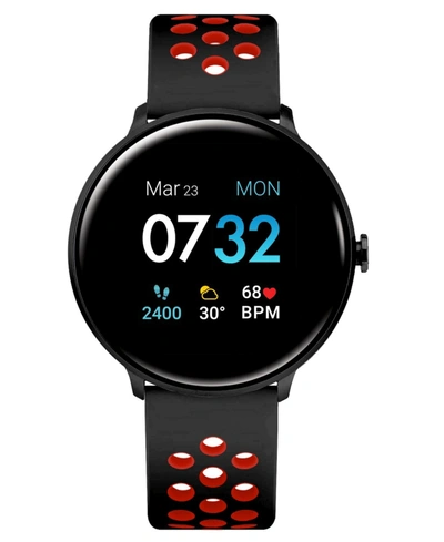 Itouch Sport 3 Men's Touchscreen Smartwatch: Black Case With Black/red Perforated Strap 45mm