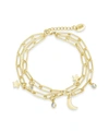 Sterling Forever Women's Moon & Star 14k Goldtone & Crystal Multi-strand Bracelet In K Gold Plated