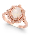 Effy Collection Aurora By Effy Opal (5/8 Ct. T.w.) And Diamond (1/6 Ct. T.w.) Oval Ring In 14k Rose Gold In Rose Gold