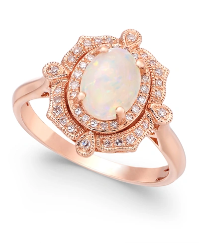 Effy Collection Aurora By Effy Opal (5/8 Ct. T.w.) And Diamond (1/6 Ct. T.w.) Oval Ring In 14k Rose Gold