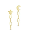 STERLING FOREVER WOMEN'S MOON AND STAR DANGLE CHAIN LINK STUD EARRINGS