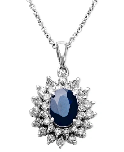 Effy Collection Royalty Inspired By Effy Sapphire (1-9/10 Ct. T.w.) And Diamond (1 Ct. T.w.) Two Row Oval Pendant In In No Color