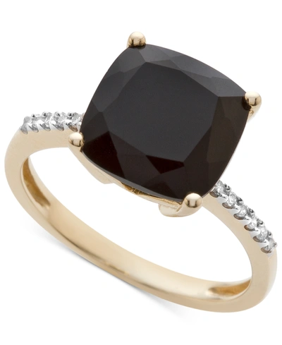 Macy's Onyx (1-1/6 Ct. T.w.) And Diamond Accent Ring In 14k Gold In Yellow Gold