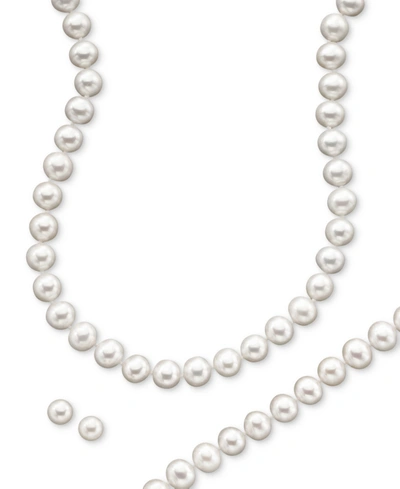 Macy's Cultured Freshwater Pearl Necklace (8-9mm), Stud Earrings (7mm) & Bracelet (8-9mm) Set In 14k Gold