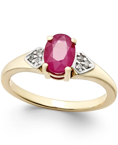 Macy's Ruby (1 Ct. T.w.) And Diamond Accent Ring In 14k Gold In Yellow Gold