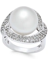 Macy's Cultured South Sea Pearl (13mm) And Diamond (5/8 Ct. T.w.) Ring In 14k White Gold In White Gold