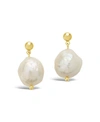 Sterling Forever Women's Large Baroque Pearl Drop Stud Earrings In K Gold Plated