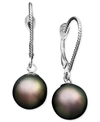 Macy's Pearl Earrings, 14k White Gold Cultured Tahitian Pearl Drop Earrings (8mm)