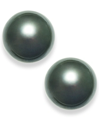 Macy's Tahitian Pearl (14mm) Stud Earrings In 14k White Gold