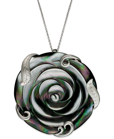 Macy's Sterling Silver Necklace, Cultured Tahitian Mother Of Pearl Flower Pendant (50mm)